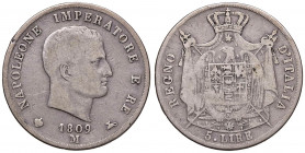 Napoleone (1805-1814) MILANO 5 Lire 1809 puntali aguzzi e bordo incuso - Gig. 104 AG (g 24,31) Colpo al bordo
qBB