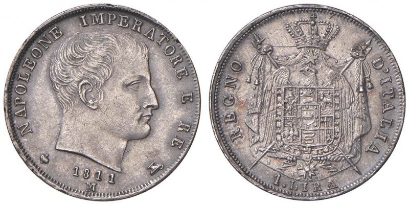 Napoleone (1804-1814) Milano - Lira 1811 Puntali aguzzi, 1 su 0 - Gig. 156 AG (g...