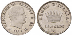 Napoleone (1804-1814) Milano - 15 Soldi 1814 - Gig. 174 AG (g 3,74) RR Minimi graffietti di conio al R/ ma esemplare di conservazione eccezionale, pra...