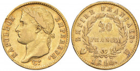 Napoleone (1804-1814) TORINO 20 Franchi 1810 - Gig. 15 AU (g 6,42) RR Screpolatura al D/, colpo al R/
qBB