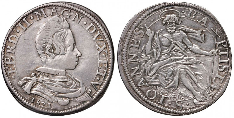 FIRENZE Ferdinando II (1621-1670) Testone 1621 - MIR 296/1 AG (g 8,66) RR Graffi...