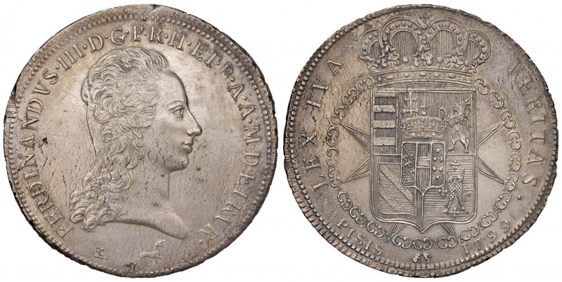 FIRENZE Ferdinando III (1780-1801) Francescone 1799 - MIR 405/8 AG (g 27,20) Scr...