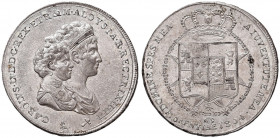 FIRENZE Carlo Ludovico e Maria Luigia (1803-1807) Mezza dena 1804 - MIR 426/2 AG (g 19,67) RR Minimi graffietti di conio al D/ 
SPL+