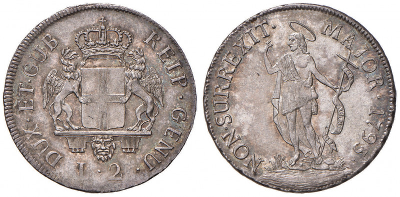 GENOVA Dogi biennali (1528-1797) 2 Lire 1795 - MIR 317/3 AG (g 8,30) Bella patin...