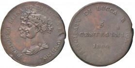 LUCCA Elisa Bonaparte e Felice Baciocchi (1805-1814) 5 Centesimi 1806 - MIR 246 CU (g 10,67) Difetto al D/
BB+