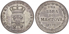 MANTOVA Leopoldo II (1790-1792) Lira 1791 - MIR 767 MI (g 3,47) R Conservazione eccezionale per questo tipo di moneta
qFDC/FDC