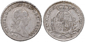 MILANO Giuseppe II (1780-1790) Mezzo scudo 1784 - MIR 447/4 AG (g 11,47) R Graffi di conio al bordo. Macchie
BB