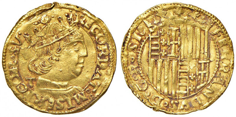 NAPOLI Ferdinando I d’Aragona (1458-1494) Ducato sigla T - MIR 64/8 AU (g 3,50) ...