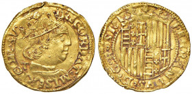 NAPOLI Ferdinando I d’Aragona (1458-1494) Ducato sigla T - MIR 64/8 AU (g 3,50) R Possibile provenienza da montatura con screpolatura passante in alto...