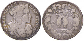 NAPOLI Carlo II (1665-1680) Tarì 1691 - Magliocca 22 AG (g 3,86)
MB/qBB