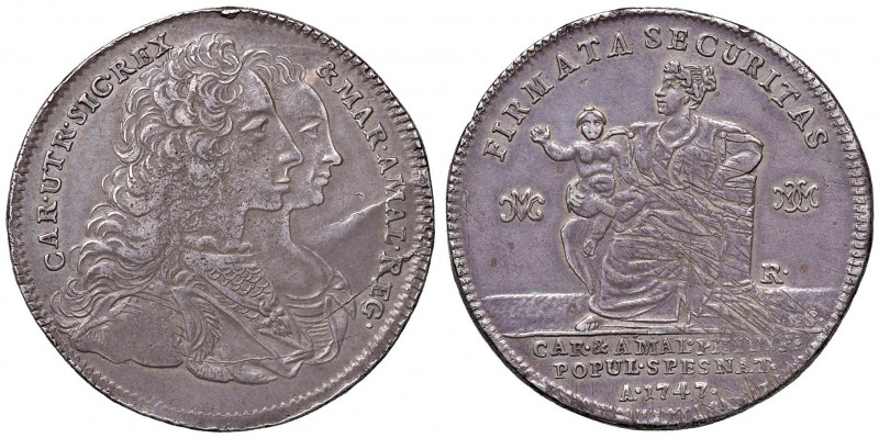 NAPOLI Carlo di Borbone (1734-1759) Piastra 1747 - Magliocca 139 AG (g 25,36) RR...
