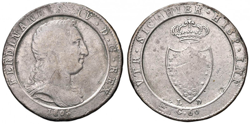 NAPOLI Ferdinando IV (1799-1805) Mezza piastra 1805 - Magliocca 393 AG (g 12,23)...