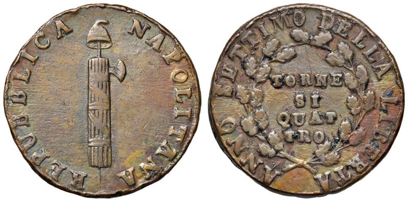 NAPOLI Repubblica napoletana (1799) 4 Tornesi A. VII - Magliocca 376 CU (g 12,61...