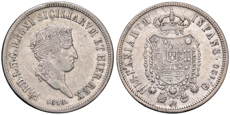 NAPOLI Ferdinando I (1816-1825) Piastra 1818 - Magliocca 445 AG (g 27,34) Colpi ...