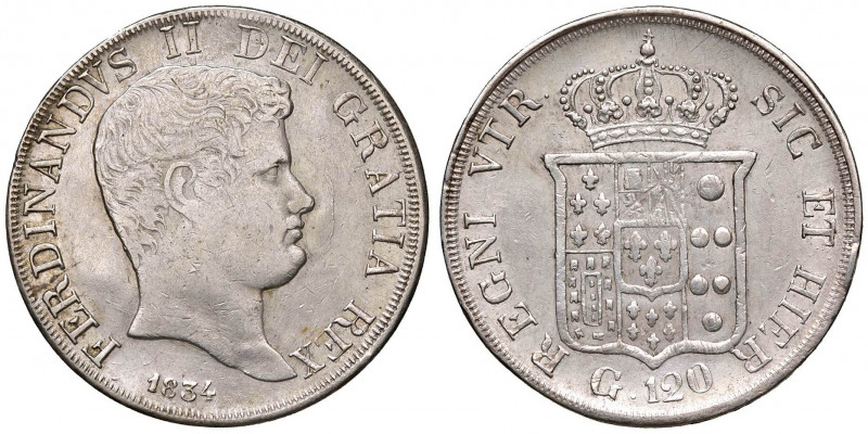 NAPOLI Ferdinando II (1830-1859) Piastra 1834 - Magliocca 559 AG (g 27,49) Stria...