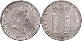 NAPOLI Ferdinando II (1830-1859) Piastra 1857 - MIR 567 AG (g 27,46) Minimi graffietti e colpetti. Ex Katz, 39, lotto 3868
SPL+