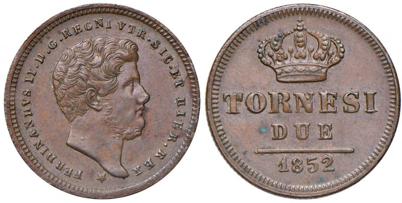 NAPOLI Ferdinando II (1830-1859) 2 Tornesi 1852 - Magliocca 740 CU (g 6,58)
qSP...