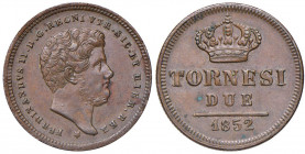 NAPOLI Ferdinando II (1830-1859) 2 Tornesi 1852 - Magliocca 740 CU (g 6,58)
qSPL