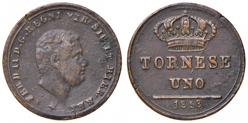 NAPOLI Ferdinando II (1830-1859) Tornese 1858 - Magliocca 783 CU (g 2,95) 8 dell...