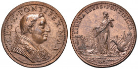 Leone X (1513-1521) Medaglia Riconio (sec. XVIII) - AE (g 18,55 - Ø 33 mm) Difetto di conio al D/, patina rimossa e lucidata
FDC