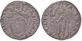 Gregorio XIII (1572-1585) Ancona - Testone - Munt. 218 AG (g 9,44) Bella patina 
SPL