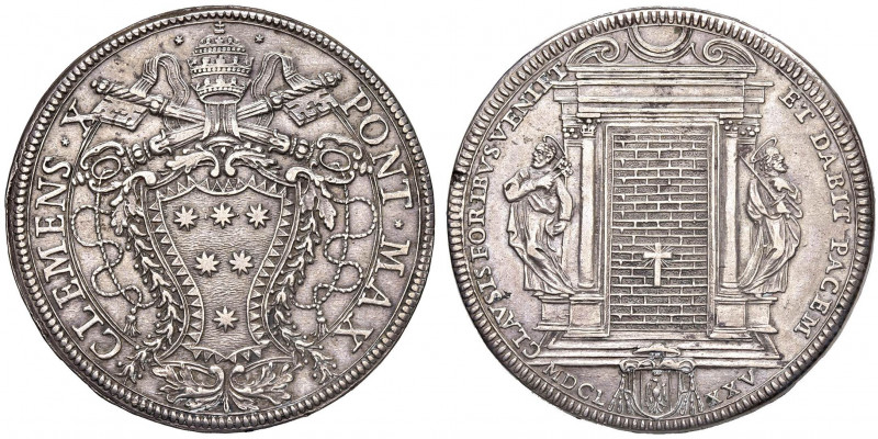 Clemente X (1670-1679) Piastra 1675 - Munt. 13 AG (g 31,79) Fondi leggermente lu...
