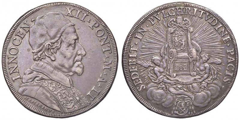 Innocenzo XII (1691-1700) Piastra 1692 A. II - Munt. 24 AG (g 31,85) RR Ex Nomis...