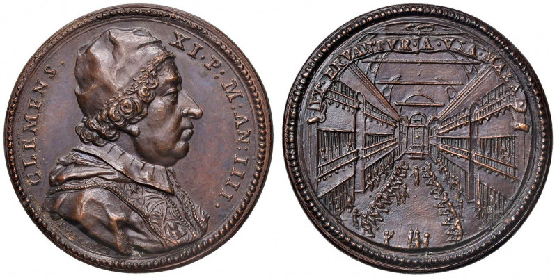 Clemente XI (1700-1721) Medaglia A. IV 1704 - Opus: Hamerani - AE (g 29,08 - Ø 3...