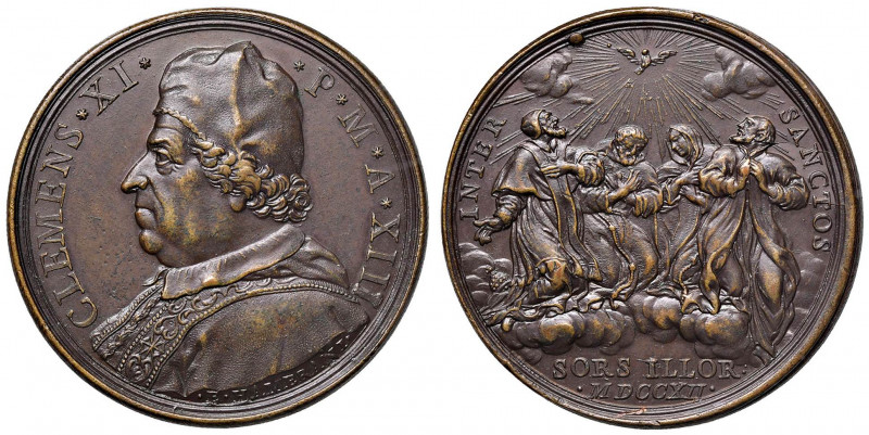 Clemente XI (1700-1721) Medaglia A. XIII 1713 - Opus: Hamerani - AE (g 27,70 - Ø...
