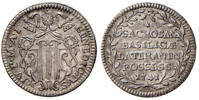 Benedetto XIV (1740-1758) Grosso 1741 A. I del Possesso - Munt. 106 AG (g 1,27) ...