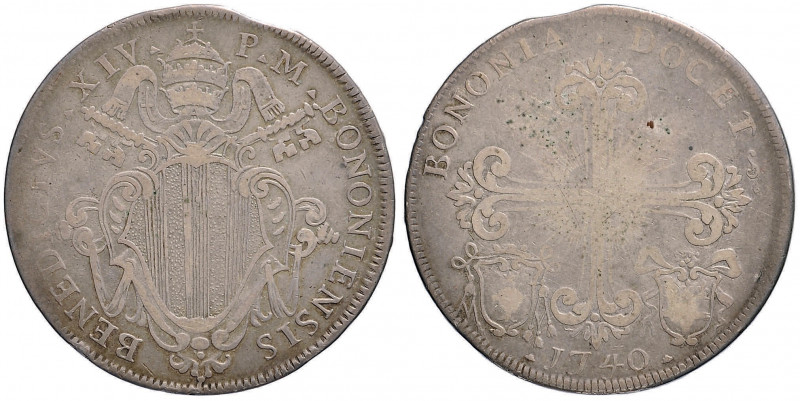 Benedetto XIV (1740-1758) Bologna - Scudo 1740 - Munt. 225 AG (g 23,57) RRR Manc...
