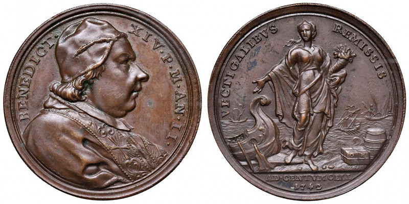 Benedetto XIV (1740-1758) Medaglia A. II 1742 - Opus: Hamerani - AE (g 14,50 - Ø...