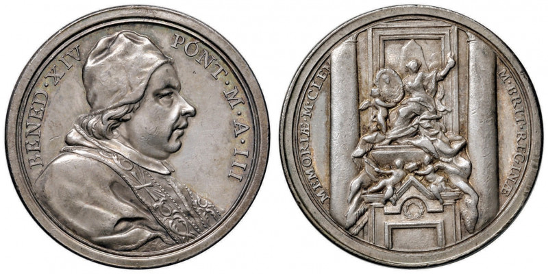 Benedetto XIV (1740-1758) Medaglia A. III Monumento sepolcrale a Maria Clementin...