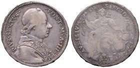 Pio VI (1775-1799) Mezzo scudo romano 1777 A. III - Munt. 23 AG (g 12,90) R Colpi al bordo
MB