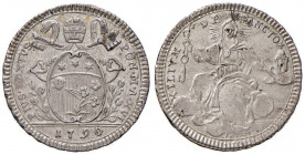 Pio VI (1774-1799) Quinto di scudo 1790 A. IXV - Munt. 46a AG (g 5,33) Una modesta ossidazione al D/ ma splendido esemplare
qFDC
