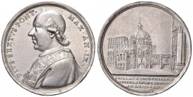 Pio VI (1775-1799) Medaglia A. IV 1778 - Opus: Hamerani - AG (g 24,42 - Ø 41 mm) RRR Fondi ripassati. Colpetti al bordo 
BB