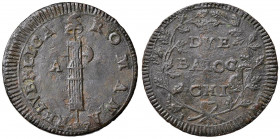 Repubblica romana (1798-1799) Ancona - 2 Baiocchi con lettere A P in basso - Bruni 4 CU (g 13,38) RR
BB
