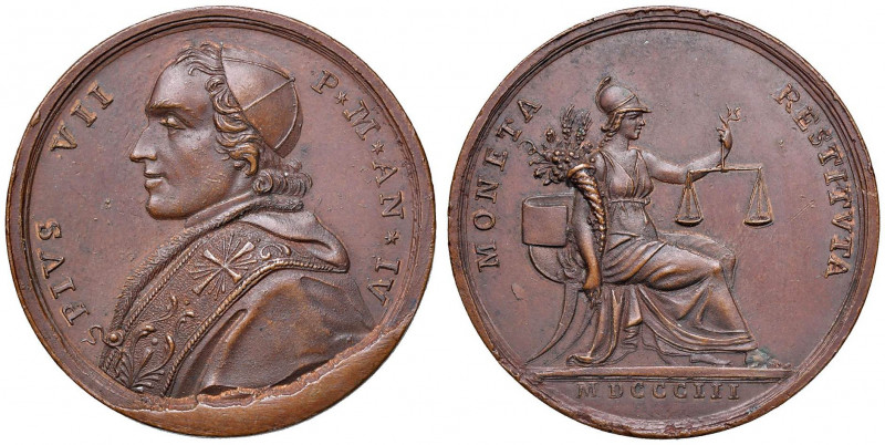 Pio VII (1800-1823) Medaglia 1803 A. IV - Opus: Hamerani - AE (g 23,72 - Ø 38 mm...
