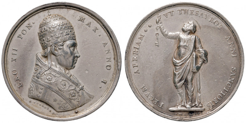 Leone XII (1823-1829) Medaglia - Opus: Cerbara - MA (g 39,09 - Ø 42 mm) Colpi al...