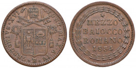 Gregorio XVI (1831-1846) Bologna - Mezzo Baiocco 1834 A. IV - Nomisma 535 CU (g 5,67)
qFDC