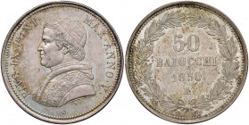Pio IX (1846-1878) 50 Baiocchi A. V - Nomisma 429 AG (g 13,44) 
qFDC/FDC