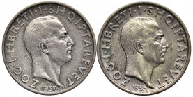 ALBANIA Zog (1928-1939) Franca 1935, 1937 - AG Lotto di due monete 
BB/BB+