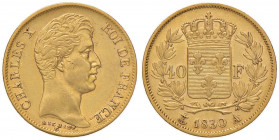 FRANCIA Carlo X (1824-1830) 40 Franchi 1830 A - KM 721; Gad. 1105 AU (g 12,92)
BB+