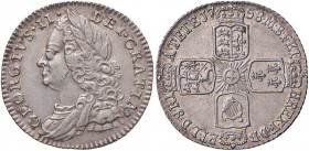 INGHILTERRA Giorgio II (1727-1760) 6 Pence 1758 - KM 582 AG (g 2,96) Graffio al D/, bella patina
SPL