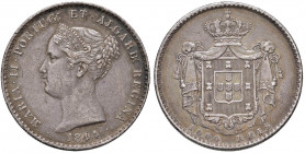 PORTOGALLO Maria II (1834-1853) 1.000 Reis 1844 - KM 472 AG (g 29,66) Minimi colpetti al bordo
qBB/BB