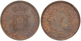PORTOGALLO Luís I (1861-1889) 5 Reis 1874 - KM 513 CU (g 6,31) Rame rosso, conservazione eccezionale
FDC