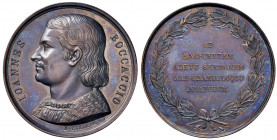 Serie degli uomini illustri - Giovanni Boccaccio - Medaglia - Opus: Cerbara - AE (g 44,87 - Ø 40 mm) Contromarca testina di Minerva al bordo (male imp...