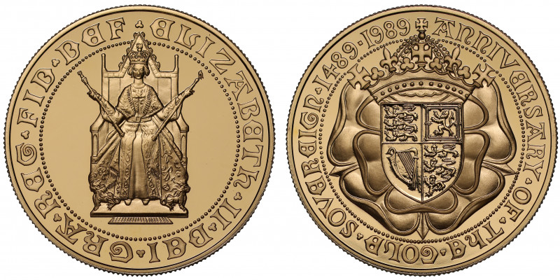 PF70 UCAM | Elizabeth II (1952 -), gold proof Five Pounds, 1989, struck for the ...