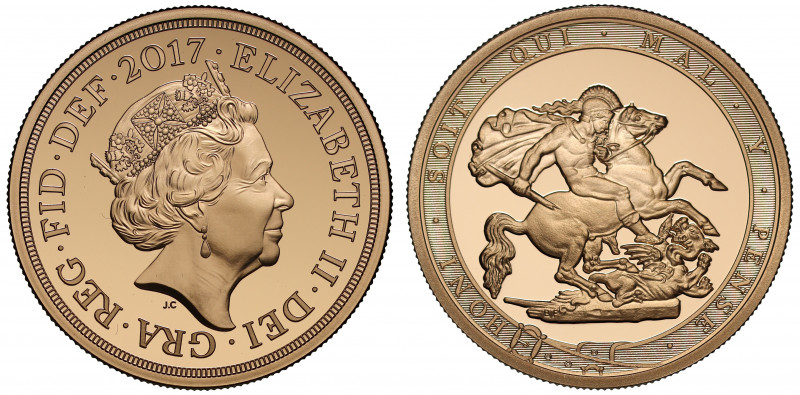 PF70 UCAM | Elizabeth II (1952 -), gold proof Five Pounds, 2017, struck for the ...