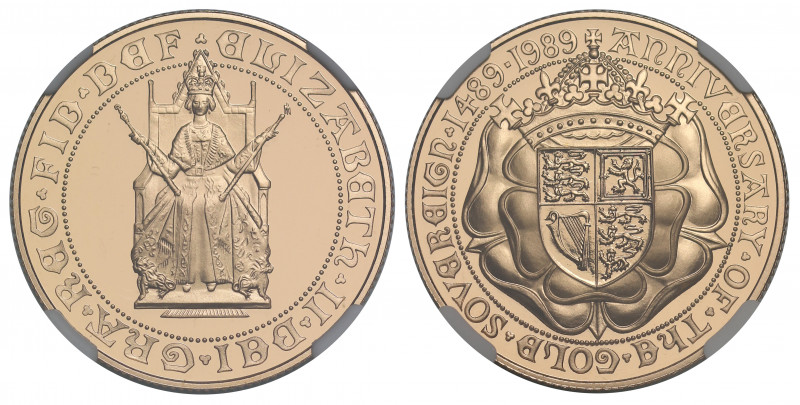 PF70 UCAM | Elizabeth II (1952 -), gold proof Two Pounds, 1989, struck for the 5...